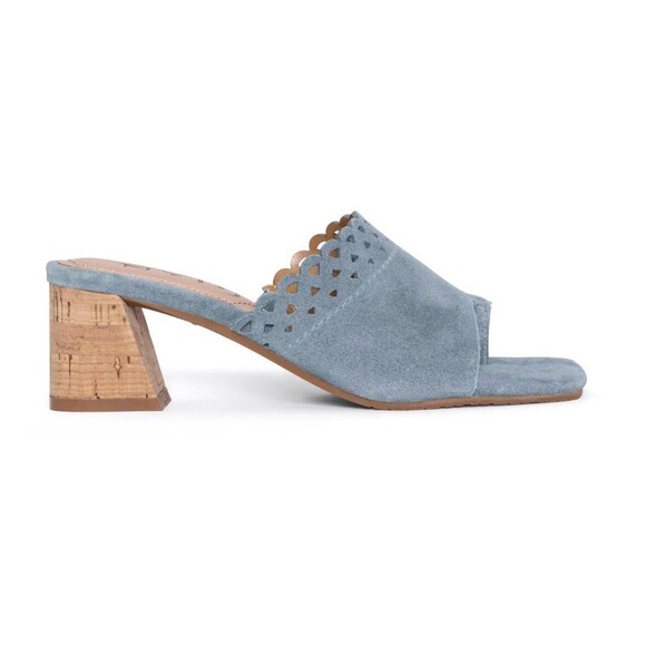 NEW NYDJ Womens Size 10 Alanah Blue Scalloped Suede Slide Sandal *Box w/out Lid* - Picture 2 of 9